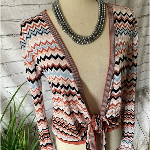 LasCana Venus- Top-Wrap/ Soft knit /long sleeved/ patterned/ tie at waist/ - Picture 5 of 9